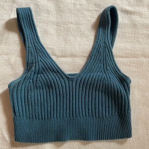 Blue knit Urban Outfitters bra top, perfect condition.